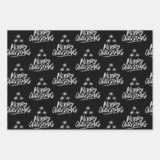 Elegantes Schwarz-Weiß-Weihnachtszitat Geschenkpapier Set (Vorderseite 2)