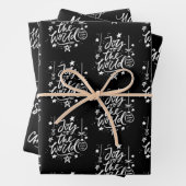 Elegantes Schwarz-Weiß-Weihnachtszitat Geschenkpapier Set (Beispiel)