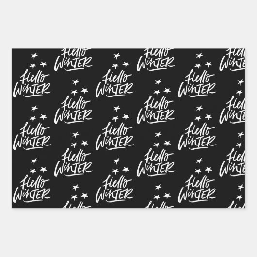 Elegantes Schwarz-Weiß-Weihnachtszitat Geschenkpapier Set (Vorderseite 3)