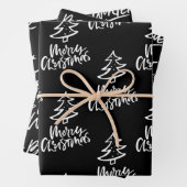 Elegantes Schwarz-Weiß-Weihnachtszitat Geschenkpapier Set (Beispiel)