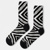 Elegantes Schwarz-Weiß-Zebra-Tiermuster Socken (Linkes Detail)
