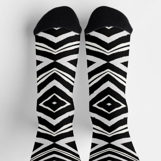 Elegantes Schwarz-Weiß-Zebra-Tiermuster Socken (Oben)