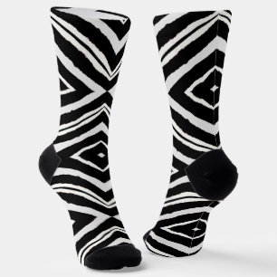Elegantes Schwarz-Weiß-Zebra-Tiermuster Socken