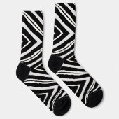 Elegantes Schwarz-Weiß-Zebra-Tiermuster Socken (Rechts)