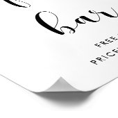 Elegantes Schwarz-Weiß-Zeichen Offene Bar Poster (Ecke)