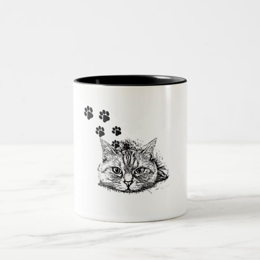 "Elegantes Schwarz-Weiß-Zeichn" Zweifarbige Tasse (Mittel)