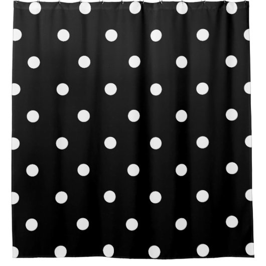 Elegantes Schwarz-Weiß-Zeitloses Polka-Dot-Muster Duschvorhang (Vorderseite)