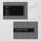Elegantes Schwarz-Weiß Zigzag Muster Visitenkarte (Vorne/Hinten)
