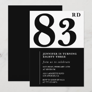 Elegantes Schwarz-Weiß zu ihrem 83. Geburtstag Einladung