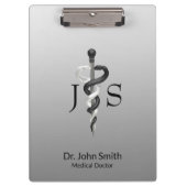 Elegantes Schwarz-weißes Asclepius Klemmbrett (Vorderseite)