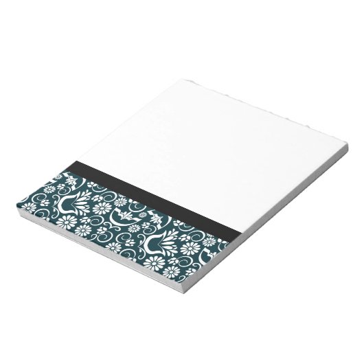 Elegantes Schwarz-weißes BlumenNotebook Notizblock (Rotiert)