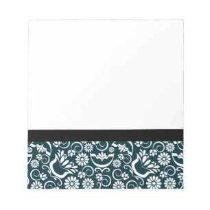 Elegantes Schwarz-weißes BlumenNotebook Notizblock