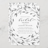 Elegantes Schwarz-weißes botanisches Brautparty Einladung (Vorne/Hinten)