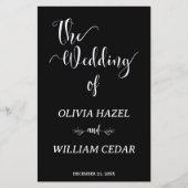 Elegantes Schwarz-weißes botanisches Hochzeitsprog (Vorderseite)