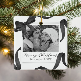 Elegantes Schwarz-weißes Bow Foto Keramikornament