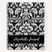 Elegantes Schwarz-weißes Damask-Muster Notizblock (Vorderseite)