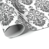 elegantes Schwarz-weißes Damask-Party Geschenkpapier (Rolleneckpunkt)