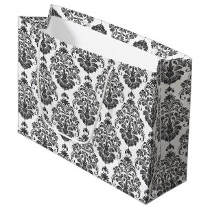 elegantes Schwarz-weißes Damask-Party Große Geschenktüte