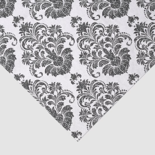 elegantes Schwarz-weißes Damask-Party Seidenpapier (Ausschnitt)
