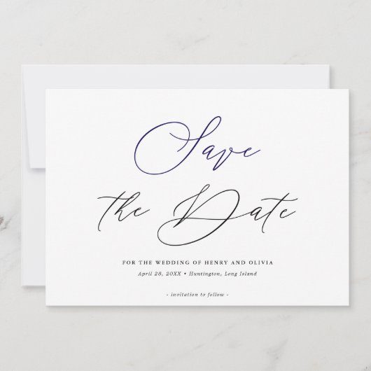 Elegantes Schwarz-weißes Foto Back Wedding Horizon Save The Date (Vorderseite)