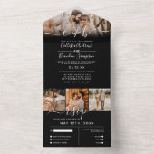 Elegantes Schwarz-weißes Foto Monogram Wedding RSV All In One Einladung (Innen Boden)