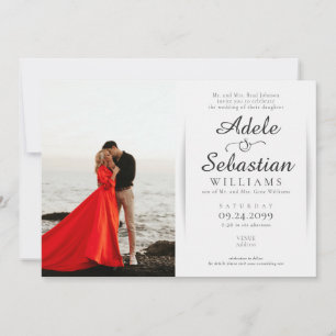 Elegantes Schwarz-weißes Foto Monogramm feierliche Einladung
