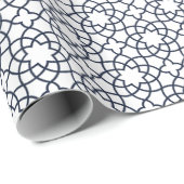 Elegantes Schwarz-weißes geometrisches islamisches Geschenkpapier (Rolleneckpunkt)