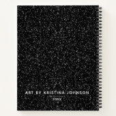 Elegantes Schwarz-weißes Glitzer Artist Sketchbook Notizblock (Rückseite)