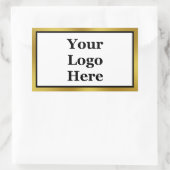 Elegantes Schwarz-weißes Gold-Logo hier Vorlage Rechteckiger Aufkleber (Tasche)