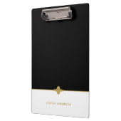 Elegantes Schwarz-weißes Gold Personalisiert Klemmbrett (Links)