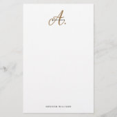 Elegantes Schwarz-weißes Gold Script Monogram Briefpapier (Vorderseite)