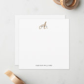 Elegantes Schwarz-weißes Gold Script Monogram Mitteilungskarte (Vorderseite/Rückseite Beispiel)