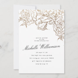 Elegantes Schwarz-weißes Gold Wreath-Brautparty Einladung