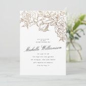 Elegantes Schwarz-weißes Gold Wreath-Brautparty Einladung (Stehend Vorderseite)