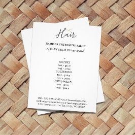 Elegantes Schwarz-weißes Golden Scheren Haarmenü F Flyer