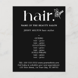 Elegantes Schwarz-weißes "Golden Scissors Hair Men Flyer
