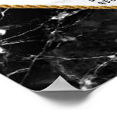 Elegantes Schwarz-weißes Goldmarmor-Seating Chart Poster (Ecke)