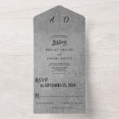 Elegantes Schwarz-weißes Grau auf einer Hochzeit All In One Einladung (Innen Boden)