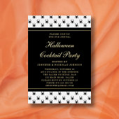 Elegantes Schwarz-weißes Halloween Cocktail Party Folieneinladung