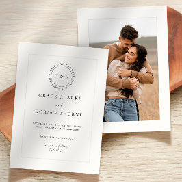 Elegantes Schwarz-weißes Hochplatemark Foto Hochze Save The Date