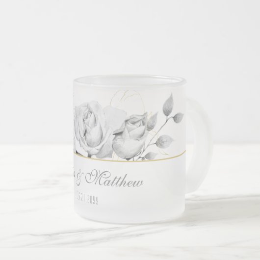 Elegantes Schwarz-weißes Hochzeitsgeschenk Mattglastasse (VorderseiteRechts)