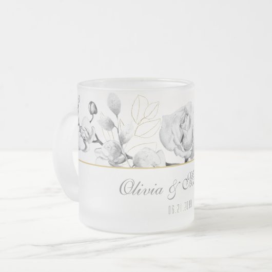 Elegantes Schwarz-weißes Hochzeitsgeschenk Mattglastasse (Vorderseite Links)