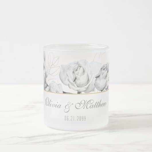 Elegantes Schwarz-weißes Hochzeitsgeschenk Mattglastasse (Mittel)