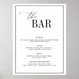 elegantes, schwarz-weißes Hochzeitsmenü mit Skript Poster