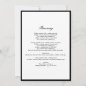 Elegantes Schwarz-weißes Hochzeitsprogramm (Rückseite)