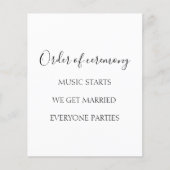 Elegantes Schwarz-weißes Hochzeitsprogramm (Vorderseite)