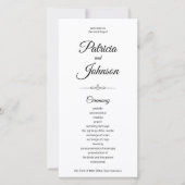 Elegantes Schwarz-weißes Hochzeitsprogramm für Kal (Vorderseite)