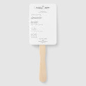 Elegantes Schwarz-weißes Hochzeitsprogramm für Kal Fächer (Rückseite)