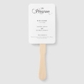 Elegantes Schwarz-weißes Hochzeitsprogramm für Kal Fächer (Vorderseite)