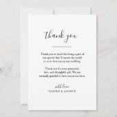 Elegantes Schwarz-weißes Hochzeitsszenario-Foto Da Dankeskarte (Rückseite)